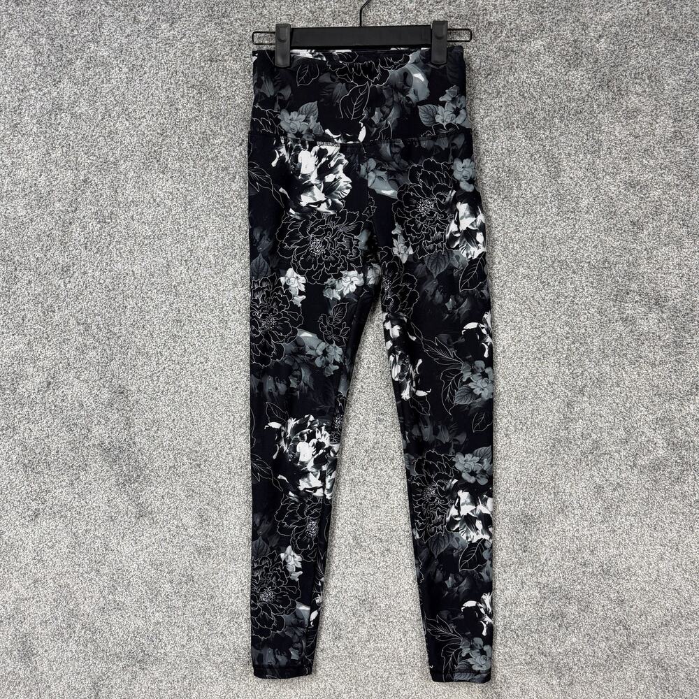 Balance Collection Leggings Womens S 23x26 Black Floral Yoga Dark Cottagecore
